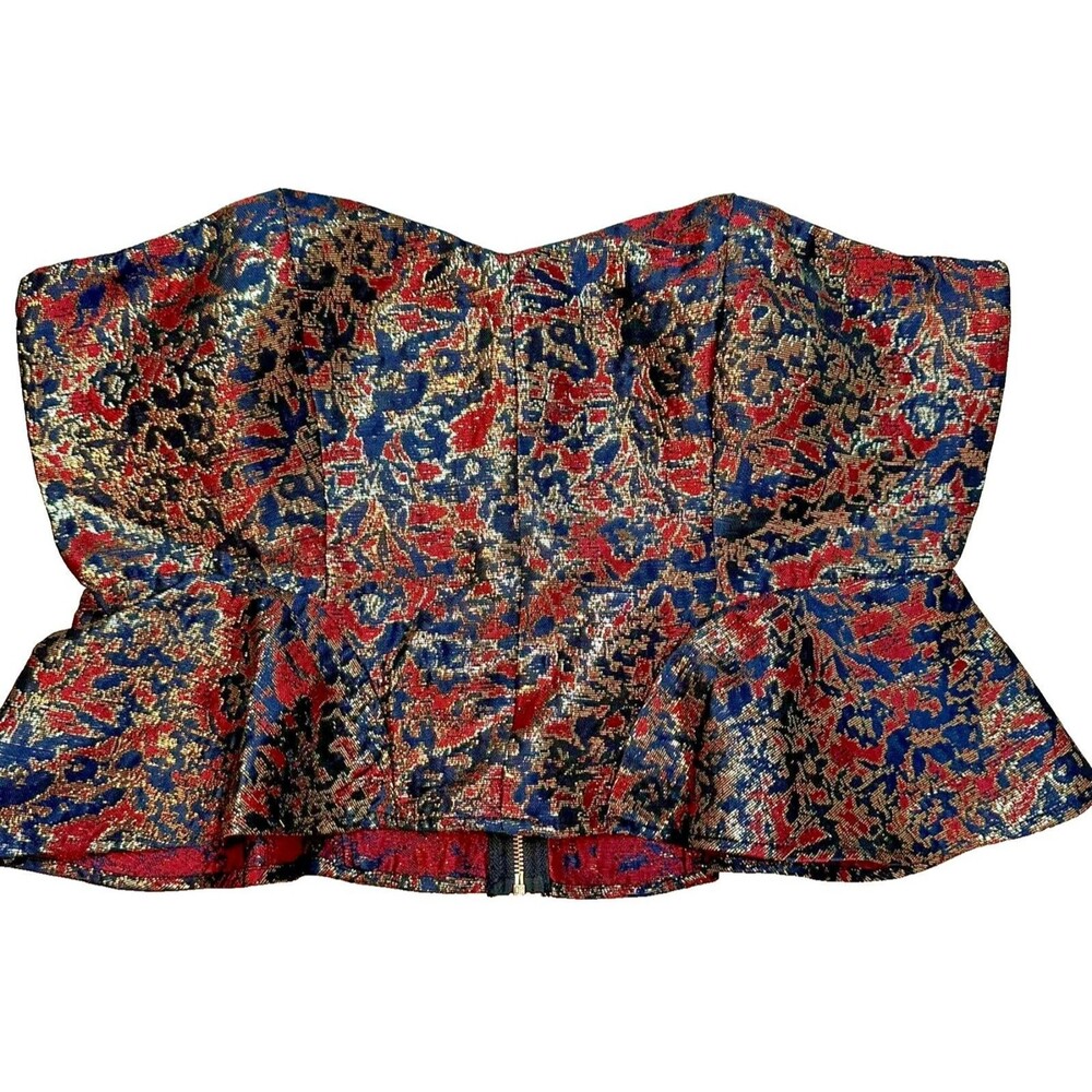 NSR Crop Top Renfaire Brocade Corset Moody Goth Victorian Maximal M